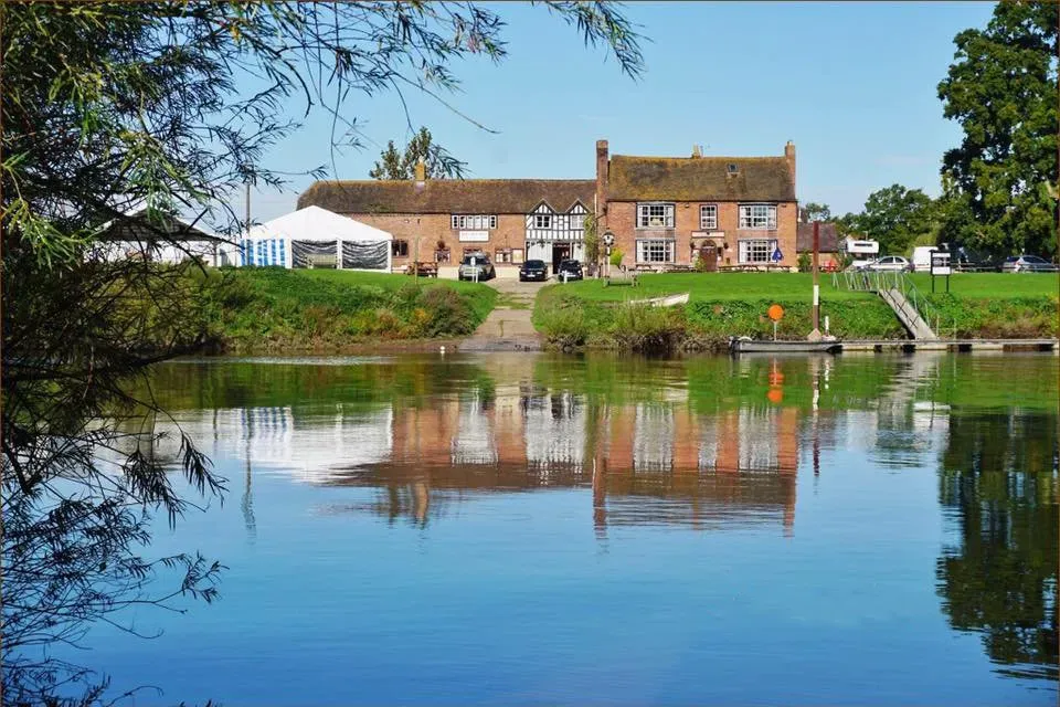 Lower Lode Inn seen from beside the River Severn